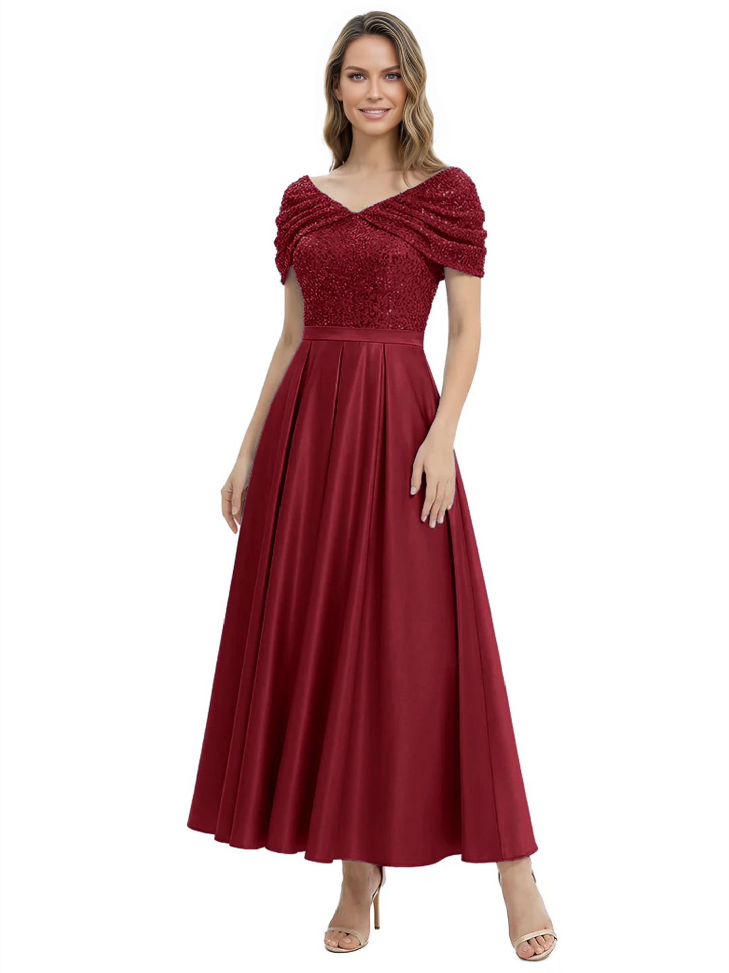 Luxury Formal Dress Sparkling Sequin Top Mother of Bride Dress Silk Satin A-Line Gowns