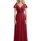 Mother of the Bride Dress Cap Sleeves and V-Neckline with Embroidered Lace Shoulders