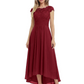 Elegant Evening Gown Trending 2026 Styles with Cap Sleeves High-Low Skirt