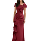 Elegant Mother of Bride Dress Formal Gowns Mermaid Ruffle Floor Length Asymmetric Neckline