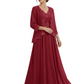 Plus Size A-line Chiffon 3/4 Sleeves Mother of the Brides Dresses Long Jacket Dress