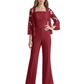 Mother of the Bride Jumpsuit with Lace Jacket 3/4 Sleeve Formal Pant Suit