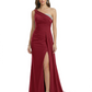 One Shoulder Mother of Bride Dress Ruffle Formal Gowns Mermaid Floor Length Train Slit