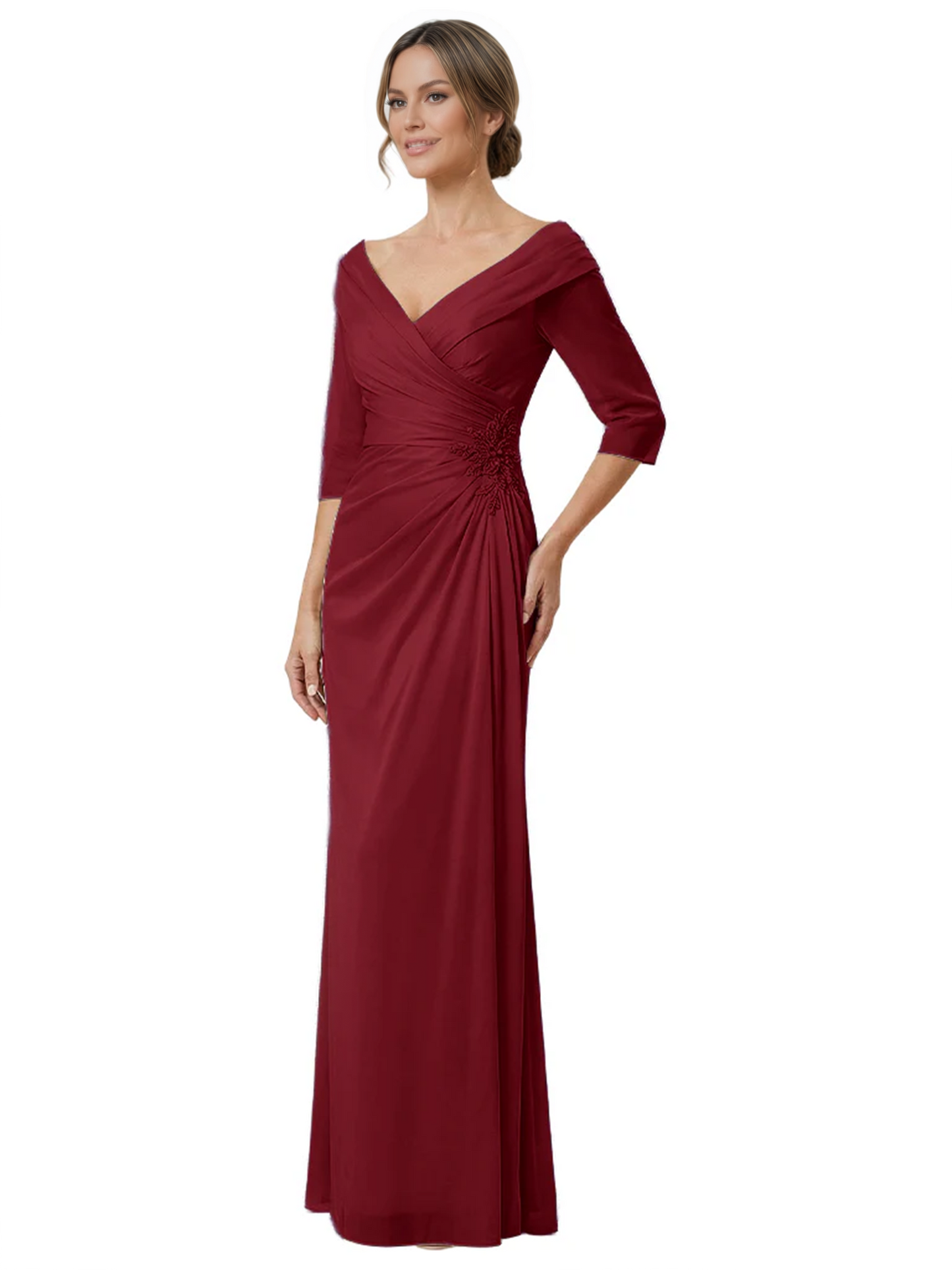 Elegant 3/4 Sleeve Mother of the Brides Dresses Mom Outfits Wedding Satin