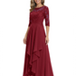 3/4 Sleeve Mother of the Bride Dress with Lace Embroidery High-Low Hem 2026