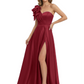 Elegant Mother of the Groom Dress A-Line Satin Formal Gown with High Slit Ruched Bodice