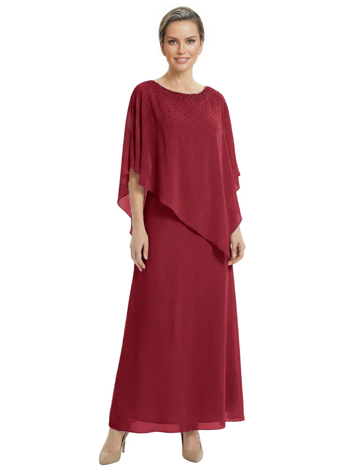 Elegant Mother of Bride Dresses Evening Gowns Trending 2026 Styles with Asymmetric Cape