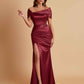 Elegant Soft Satin Off-the-shoulder Side-Slit Mermaid Bridesmaid Dresses
