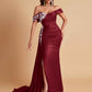 Elegant Soft Satin Mermaid Off Shoulder Floor-Length Mermaid Bridesmaid Dresses