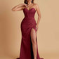 Elegant Soft Satin Mermaid V-neck Side Slit Floor-Length Bridesmaid Dresses Online