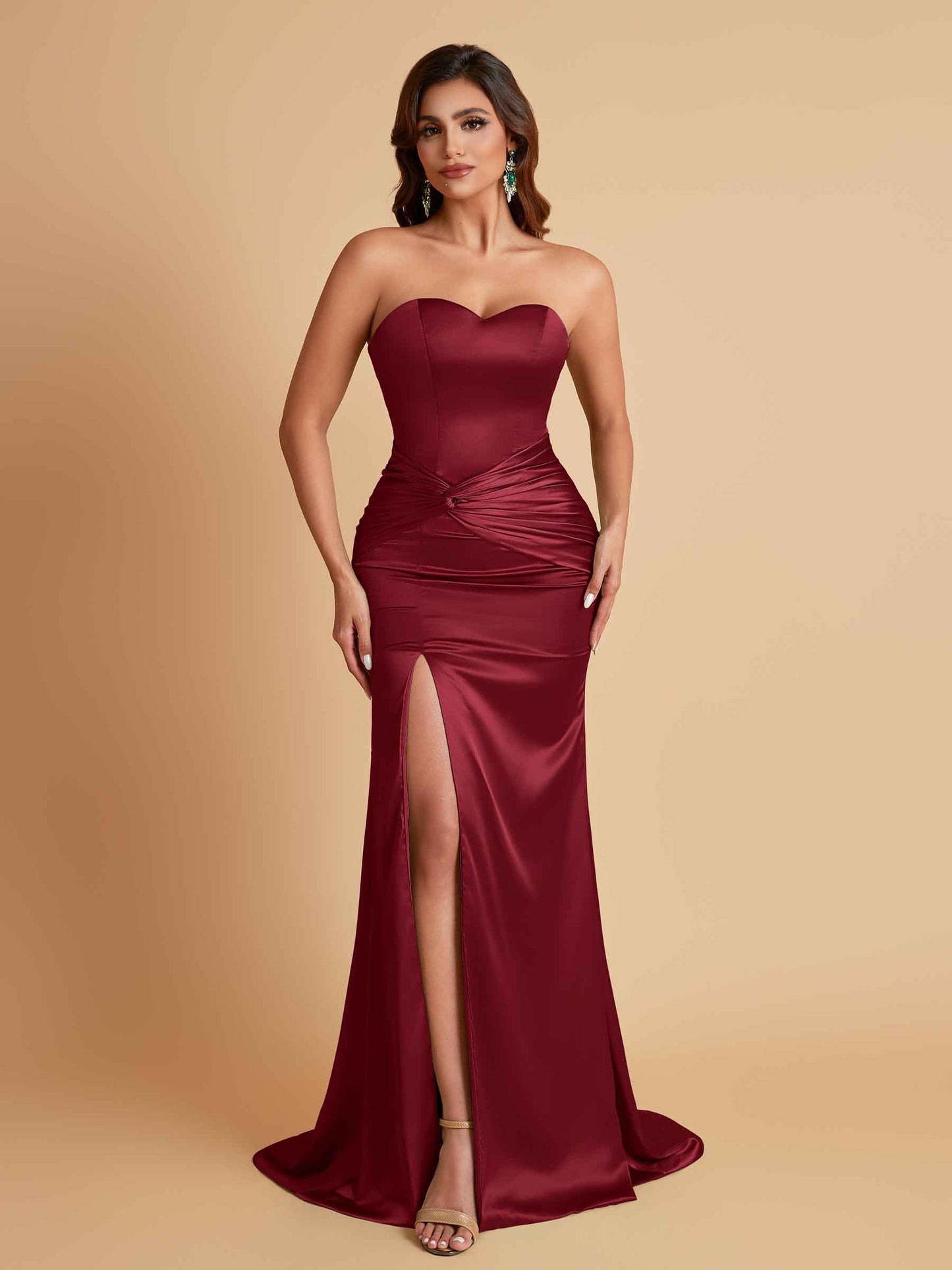 Sexy Soft Satin Mermaid Sweetheart Floor-Length Mermaid Bridesmaid Dresses