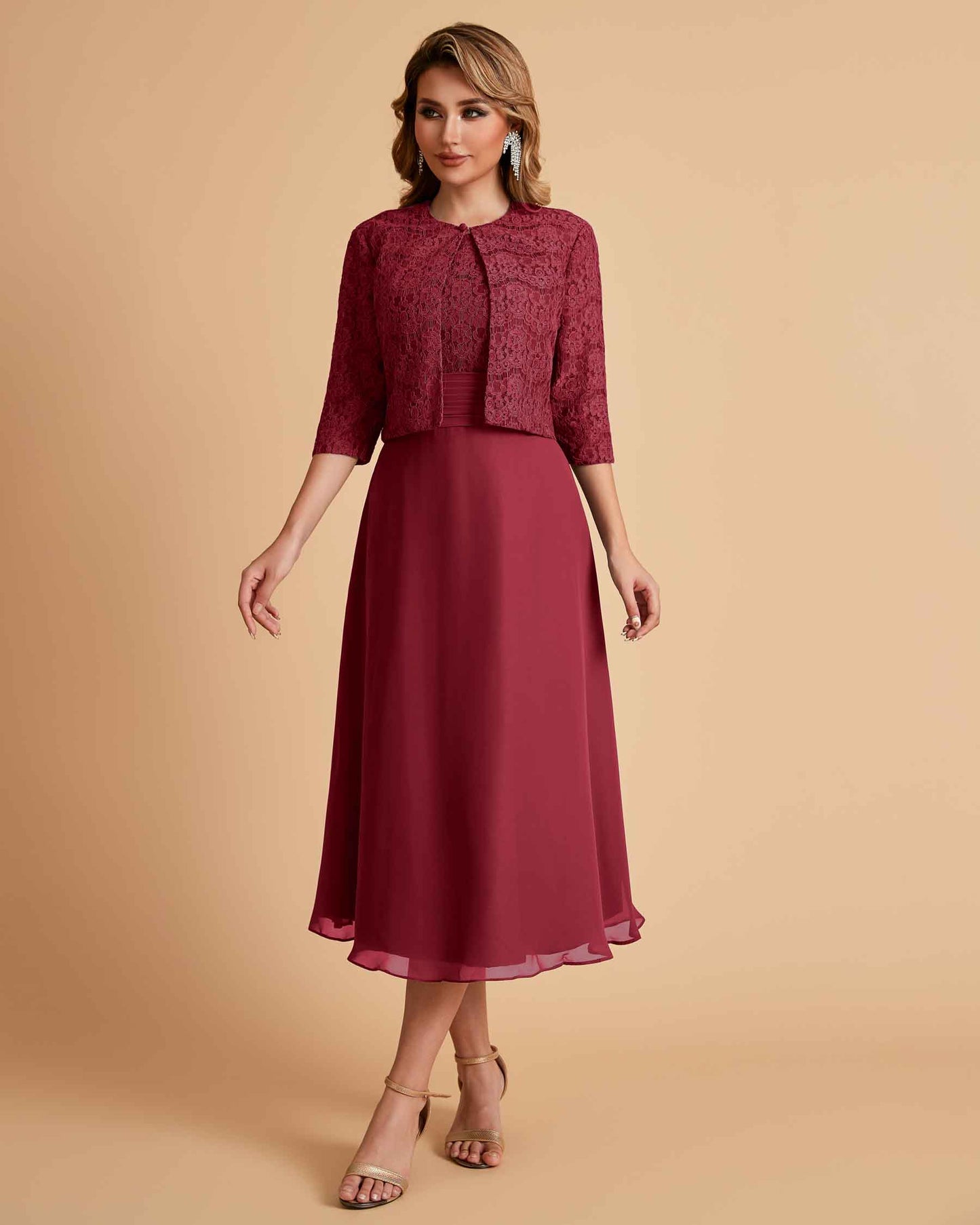 Elegant A-line Bateau Sleeveless Tea Length Mother of the Brides Dresses Online