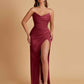 Sexy Soft Satin Mermaid V-neck Side Slit Floor-Length Bridesmaid Dresses Online