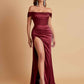 Sexy Off the Shoulder Soft Satin Side Slit Floor-Length Mermaid Bridesmaid Dresses