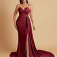 Sexy Soft Satin Mermaid V-neck Floor-Length Mermaid Bridesmaid Dresses