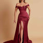 Sexy Soft Satin Sweetheart Off-the-shoulder Strapless Side-Slit Mermaid Bridesmaid Dresses