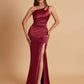 Sexy Soft Satin Mermaid One Shoulder Floor-Length Mermaid Bridesmaid Dresses