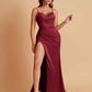 Simple Soft Satin Mermaid V-neck Floor-Length Mermaid Bridesmaid Dresses