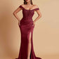 Sexy Soft Satin V-neck Off-the-shoulder Strapless Side-Slit Mermaid Bridesmaid Dresses
