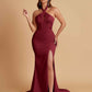 Elegant Soft Satin Mermaid Halter Side Slit Floor-Length Bridesmaid Dresses Online