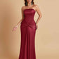 Sexy Soft Satin Mermaid Strapless Floor-Length Mermaid Bridesmaid Dresses