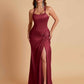 Gorgeous Square Criss Cross Soft Satin Side Slit Floor-Length Mermaid Bridesmaid Dresses