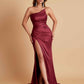 Gorgeous Strapless Soft Satin Side Slit Floor-Length Mermaid Bridesmaid Dresses