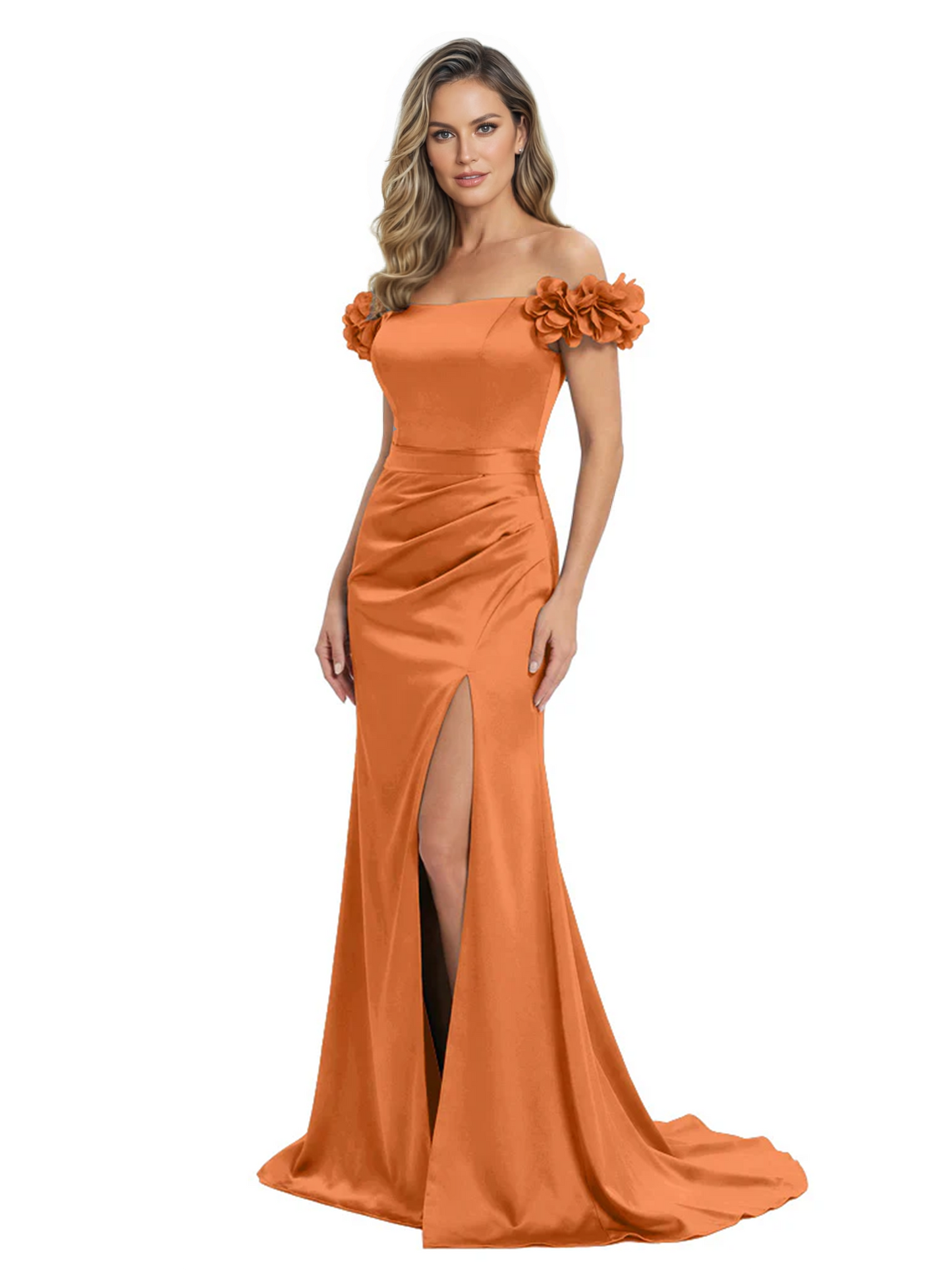 Elegant Mother of the Groom Dresses Mermaid Satin Formal Gown High Slit