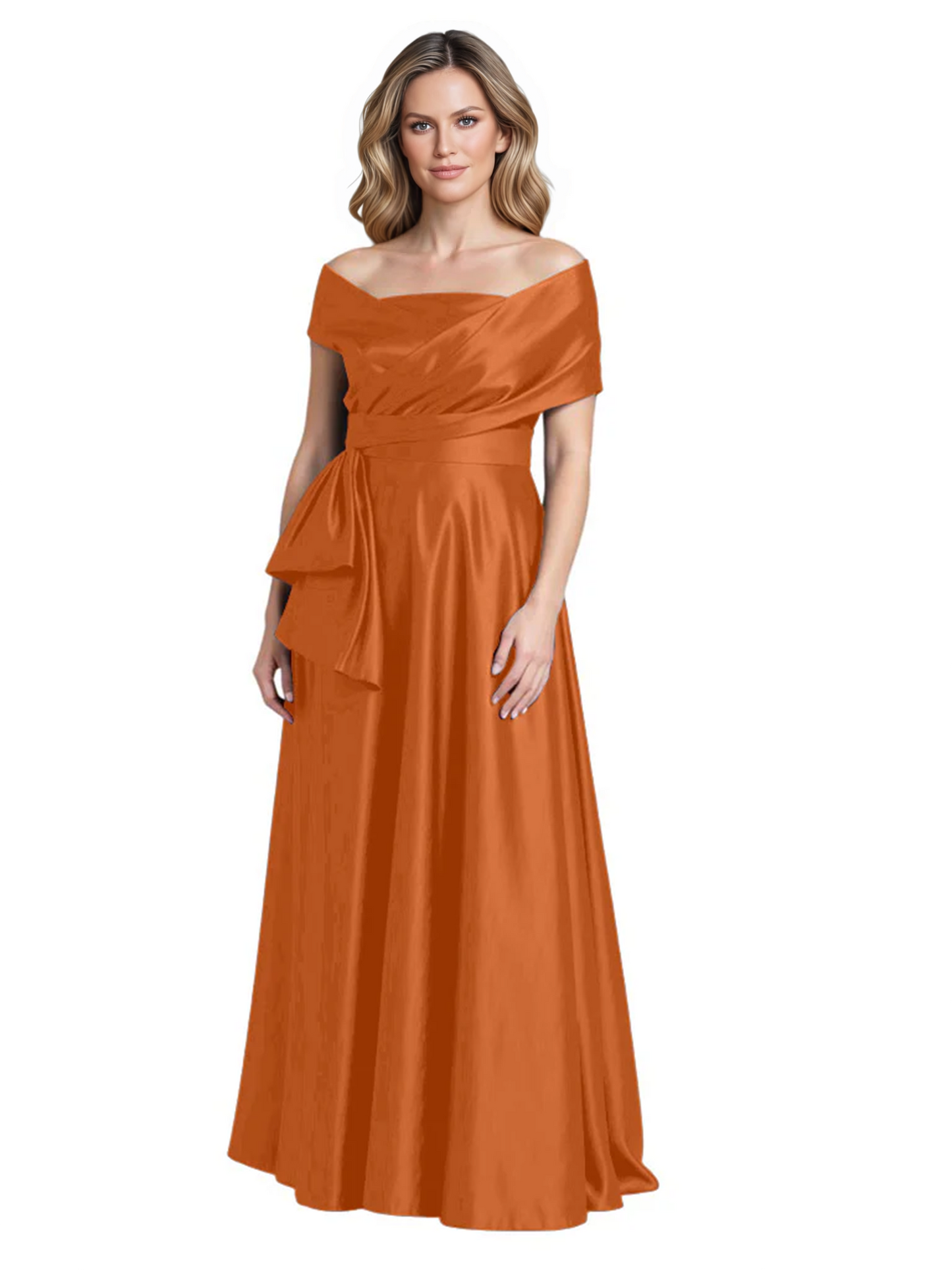 Formal Floor-Length Mother of the Bride Gown Sleeveless Satin Maxi Dress with Drape