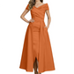 Formal Floor-Length Mother of the Bride Gown Satin Maxi Dress with Slit Off Shoulder