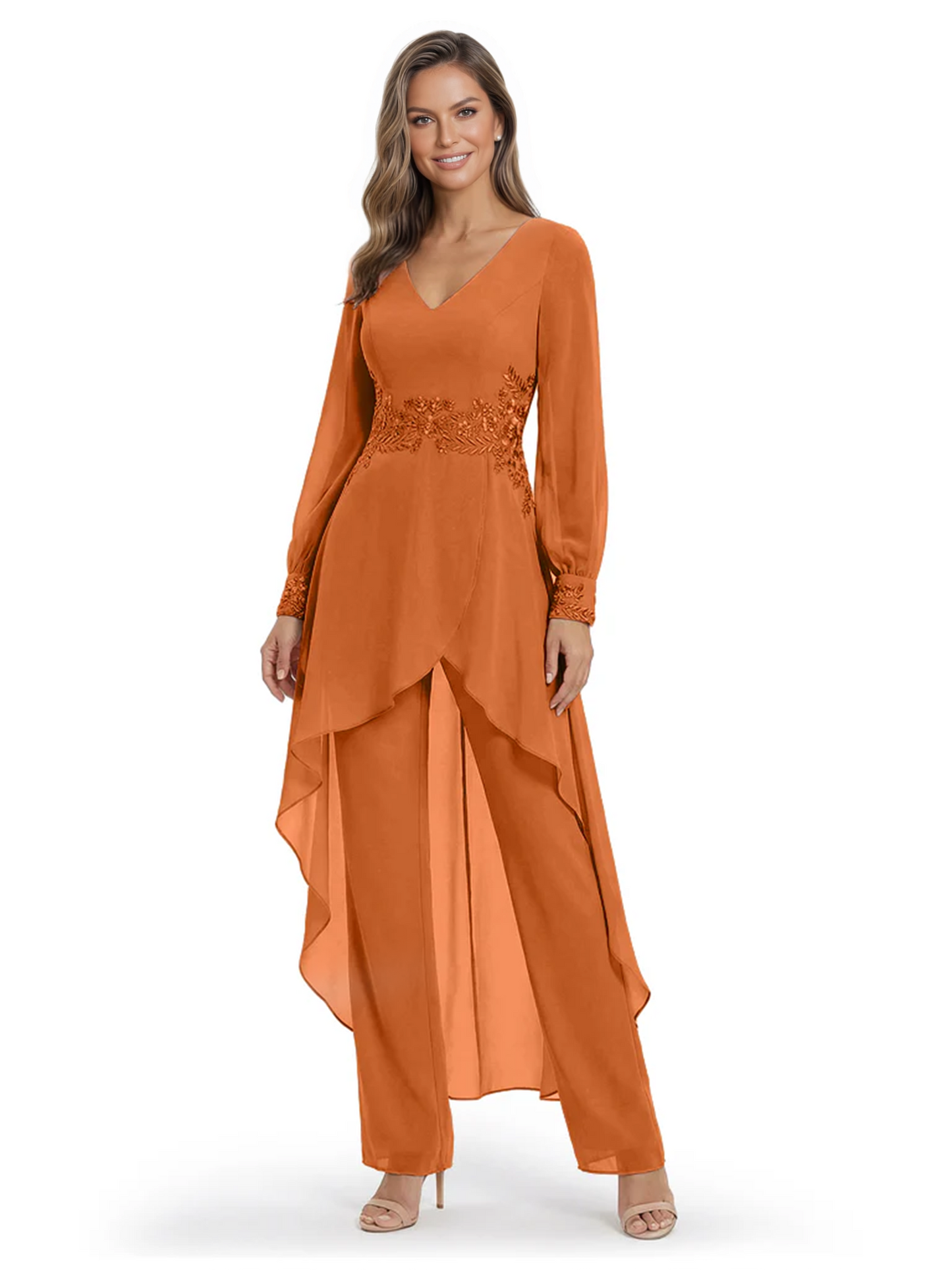 Luxury Black Formal Trousers Set High-Low Chiffon Top with Sparkling Beaded Detail
