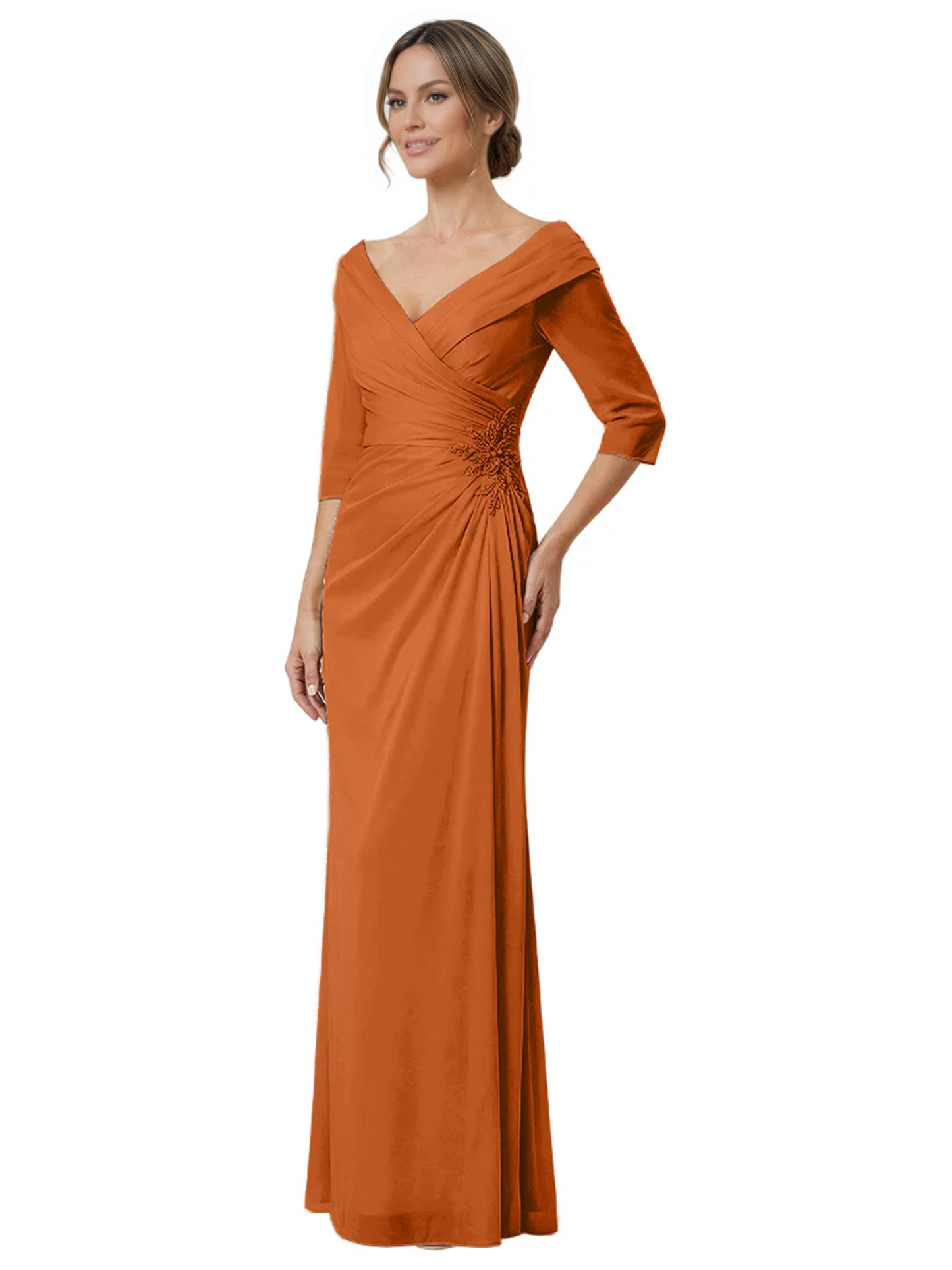 Elegant 3/4 Sleeve Mother of the Brides Dresses Mom Outfits Wedding Satin