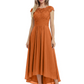 Elegant Evening Gown Trending 2026 Styles with Cap Sleeves High-Low Skirt