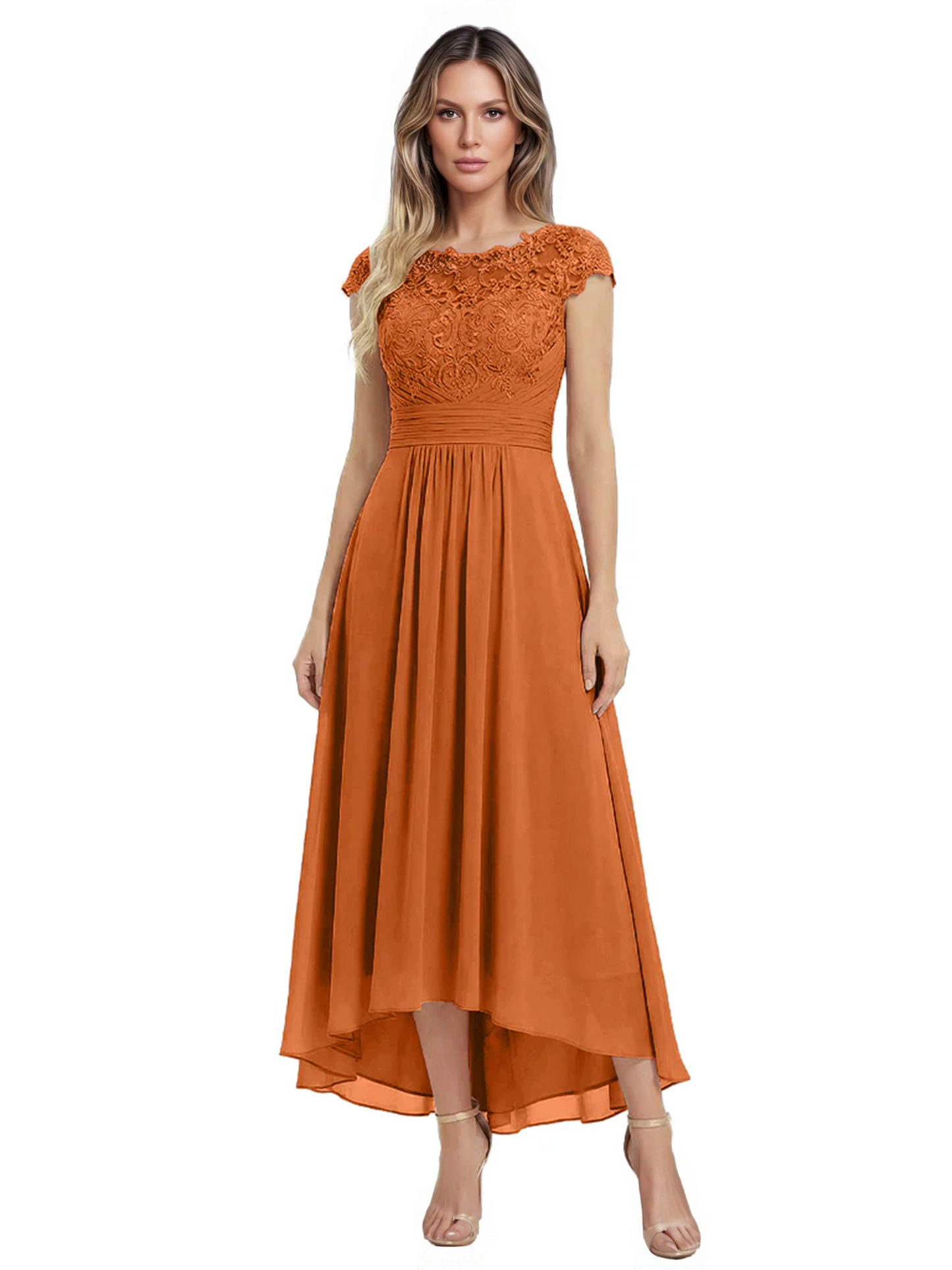 Elegant Evening Gown Trending 2026 Styles with Cap Sleeves High-Low Skirt