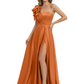 Elegant Mother of the Groom Dress A-Line Satin Formal Gown with High Slit Ruched Bodice