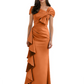 Elegant Mother of Bride Dress Formal Gowns Mermaid Ruffle Floor Length Asymmetric Neckline