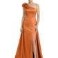 One Shoulder Mother of the Bride Dress with 3D Floral Detail Formal Dress A-Line Gowns with Slit