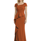 A-Line Satin Cap Sleeves Mother of the Brides Dresses Floor Length For Wedding