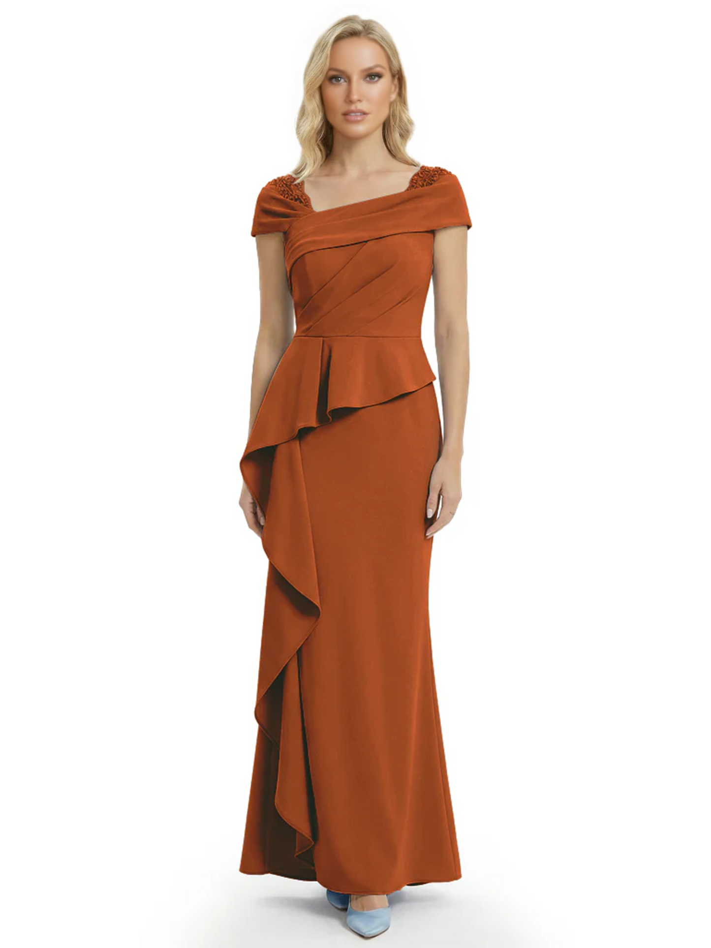A-Line Satin Cap Sleeves Mother of the Brides Dresses Floor Length For Wedding