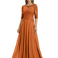 Illusion Neck Mother of the Bride Dress Half Sleeve Lace Applique Gowns Chiffon