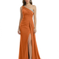 One Shoulder Mother of Bride Dress Ruffle Formal Gowns Mermaid Floor Length Train Slit