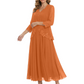 3/4 Sleeve Chiffon Mother of the Brides Dresses V-Neck Wedding Party Gowns