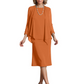 3 PCS Knee-Length Mother of Bride Dresses Prom Dress Evening Dress with Sheer Sleeves and Jacket