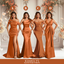 Burnt Orange Mismatched Unique Silky Satin Floor Length Bridesmaid Dresses Online