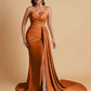 Sexy Soft Satin Mermaid V-neck Floor-Length Mermaid Bridesmaid Dresses