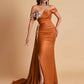 Elegant Soft Satin Mermaid Off Shoulder Floor-Length Mermaid Bridesmaid Dresses