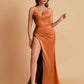 Simple Soft Satin Mermaid V-neck Floor-Length Mermaid Bridesmaid Dresses