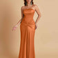 Sexy Soft Satin Mermaid Strapless Floor-Length Mermaid Bridesmaid Dresses