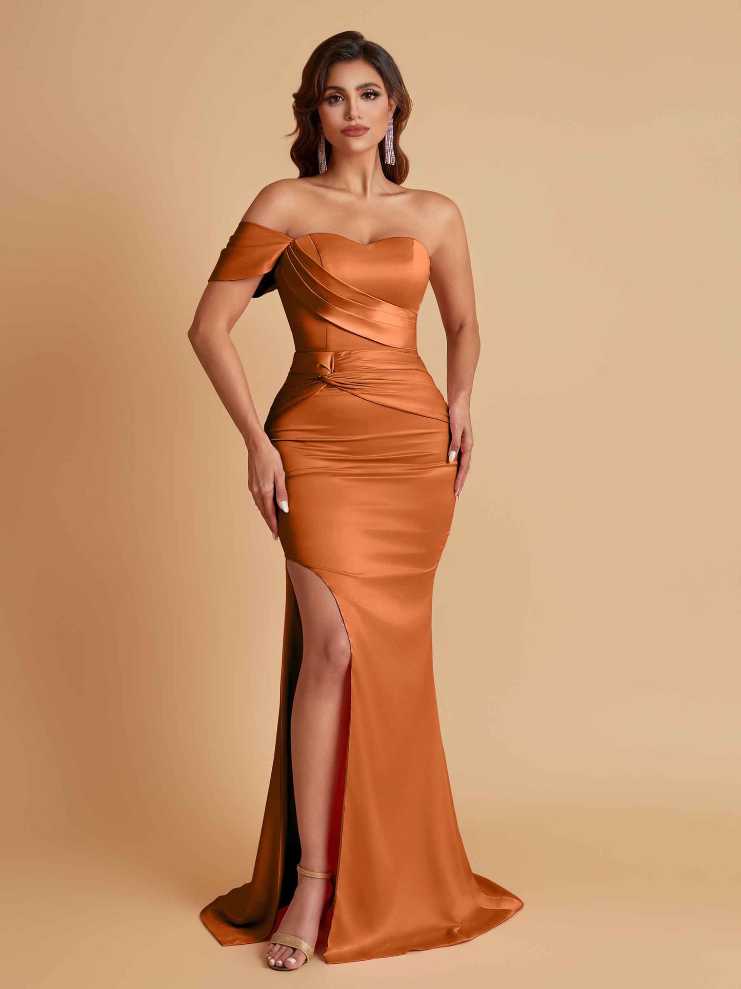 Sexy Soft Satin Mermaid One Shoulder Floor-Length Mermaid Bridesmaid Dresses