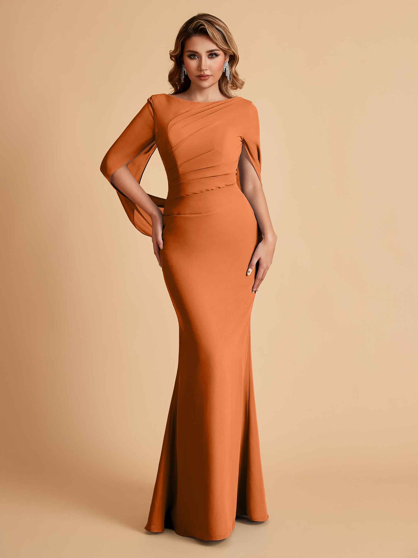Elegant Mermaid Chiffon Half Sleeves Jewel Mother of the Brides Dresses Online